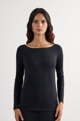 Elegant Bateau Neck Top Soft Silhouette