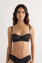 Lace Balconette Bra Deep Neckline Lift Round Bust