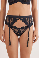 Floral Lace Garter Belt Elegant Ruffle Details