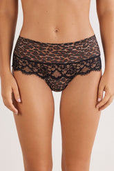 Sensual Animal Print Hipster Brazilian Lace Trim
