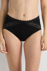 Cotton and Lace Panties with High Cut Sides