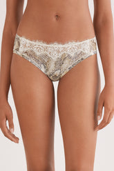Snakeskin Print Panties with Lace Ruffle