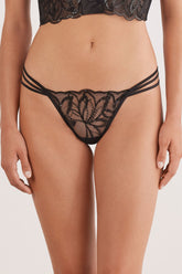 Midnight Lace Embroidered Thong