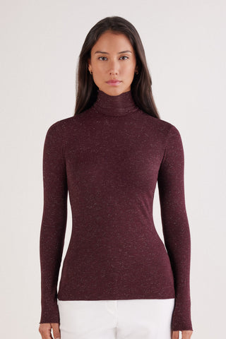 Soft Turtleneck Top with Subtle Sheen