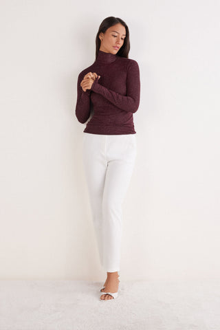 Soft Turtleneck Top with Subtle Sheen