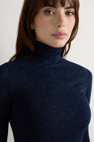 Soft Turtleneck Top with Subtle Sheen