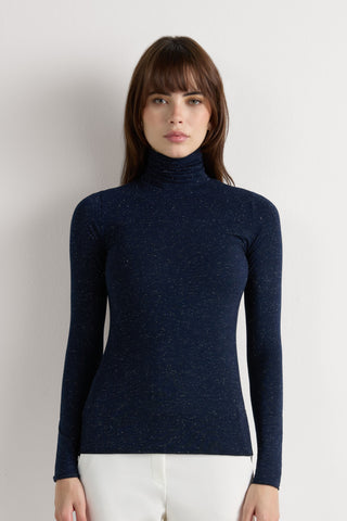 Soft Turtleneck Top with Subtle Sheen