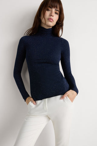 Soft Turtleneck Top with Subtle Sheen