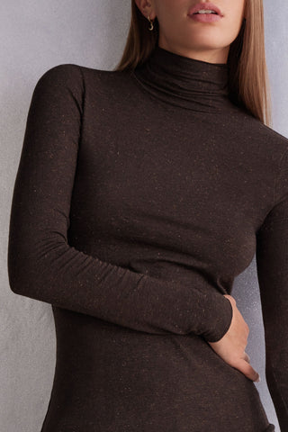 Soft Turtleneck Top with Subtle Sheen