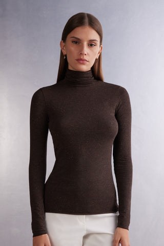 Soft Turtleneck Top with Subtle Sheen