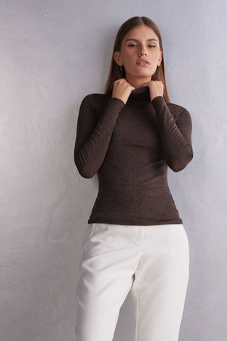 Soft Turtleneck Top with Subtle Sheen