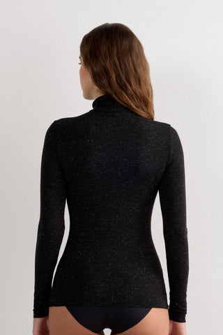 Soft Turtleneck Top with Subtle Sheen