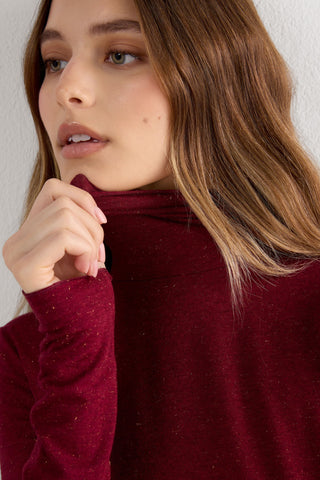 Soft Turtleneck Top with Subtle Sheen