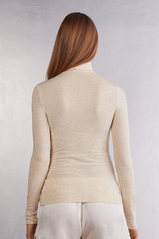 Soft Turtleneck Top with Subtle Sheen