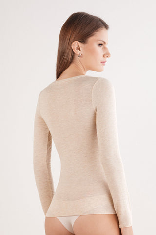 Softly Hugging V Neck Top In Lightweight Fabric