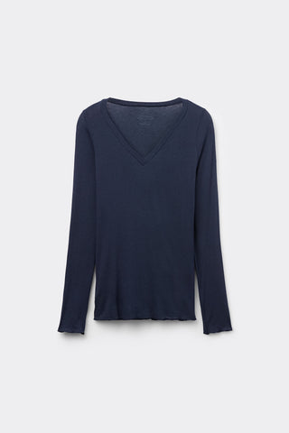 Softly Hugging V Neck Top In Lightweight Fabric