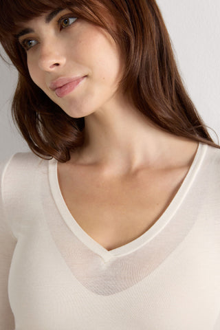 Softly Hugging V Neck Top In Lightweight Fabric