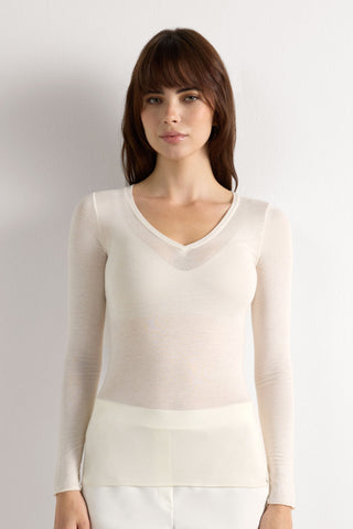 Softly Hugging V Neck Top In Lightweight Fabric
