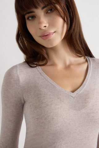 Softly Hugging V Neck Top In Lightweight Fabric