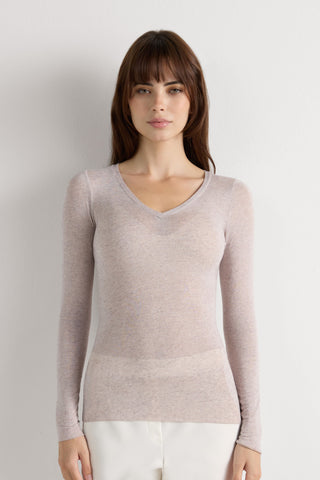 Softly Hugging V Neck Top In Lightweight Fabric