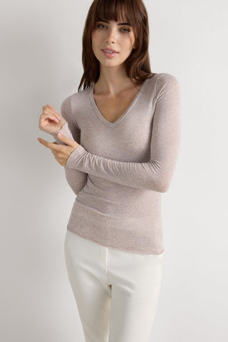 Softly Hugging V Neck Top In Lightweight Fabric