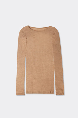 Cozy Wool Silk Sweater with Wide Neckline