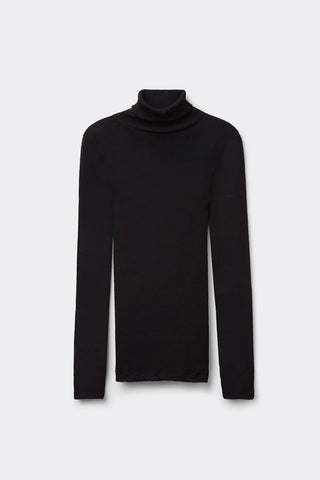 Long Sleeve High Neck Tubular Top Wool Silk Blend
