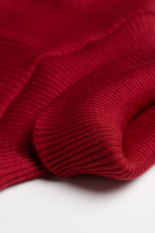 Long Sleeve High Neck Tubular Top Wool Silk Blend