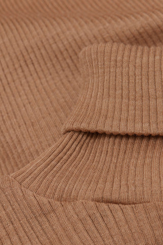 Long Sleeve High Neck Tubular Top Wool Silk Blend