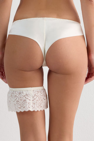 Romantic Lace Garter with Silk Satin Trim