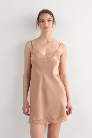 Silk Slip with Delicate Lace Insert