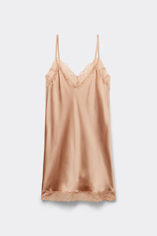 Silk Slip with Delicate Lace Insert