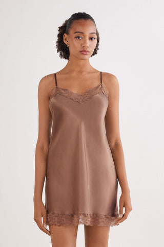Silk Slip with Delicate Lace Insert