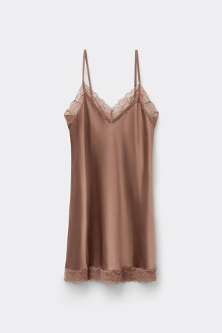 Silk Slip with Delicate Lace Insert