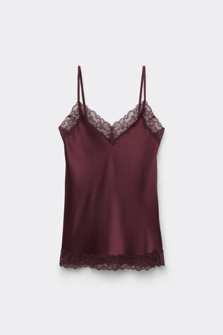 Lace Silk V Neck Top
