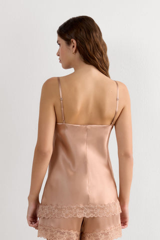 Lace Silk V Neck Top