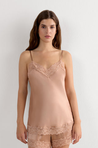 Lace Silk V Neck Top