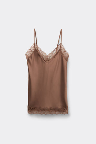 Lace Silk V Neck Top