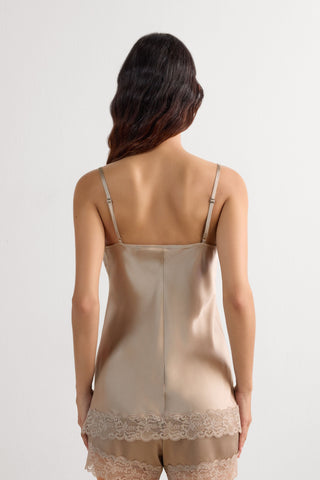 Lace Silk V Neck Top