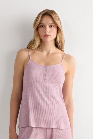 Soft Ribbed Modal Top with Button Detail