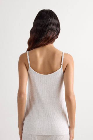 Soft Ribbed Modal Top with Button Detail