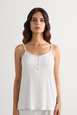 Soft Ribbed Modal Top with Button Detail