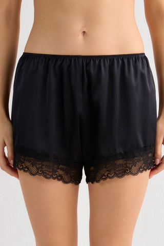 Lace Trim Silk Shorts Romantic Nightwear