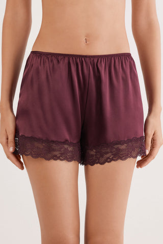 Lace Trim Silk Shorts Romantic Nightwear
