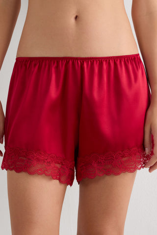 Lace Trim Silk Shorts Romantic Nightwear