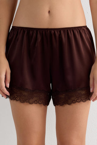 Lace Trim Silk Shorts Romantic Nightwear