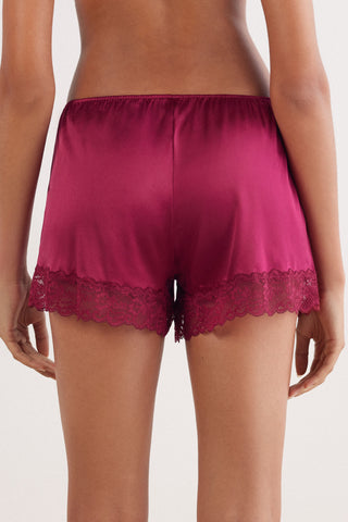 Lace Trim Silk Shorts Romantic Nightwear