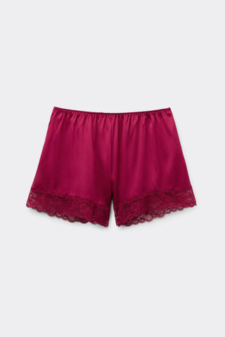 Lace Trim Silk Shorts Romantic Nightwear