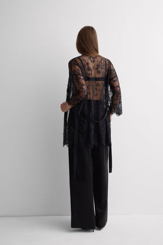 Lace Robe with Ruffle Trim