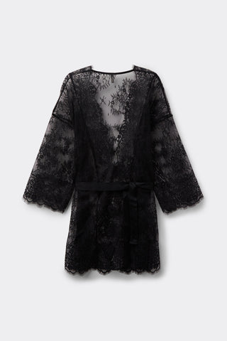 Lace Robe with Ruffle Trim